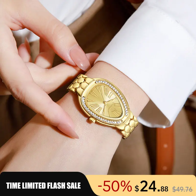 Luxury Women Jewelry Watch Shiny Crystal Circle Dial 30M Waterproof Snake Skin Pattern Strap Premium Stainless Steel Fashion Elegant Ladies Wristwatch Stylish Dress Watch Perfect Gift for Women Timeless Design Luxury Female Quartz Watch
