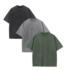 1/3 Pack Oversized Tshirts Unisex Gym Vintage Heavyweight T Shirts Cotton Workout Acid Wash Baggy Tees Top