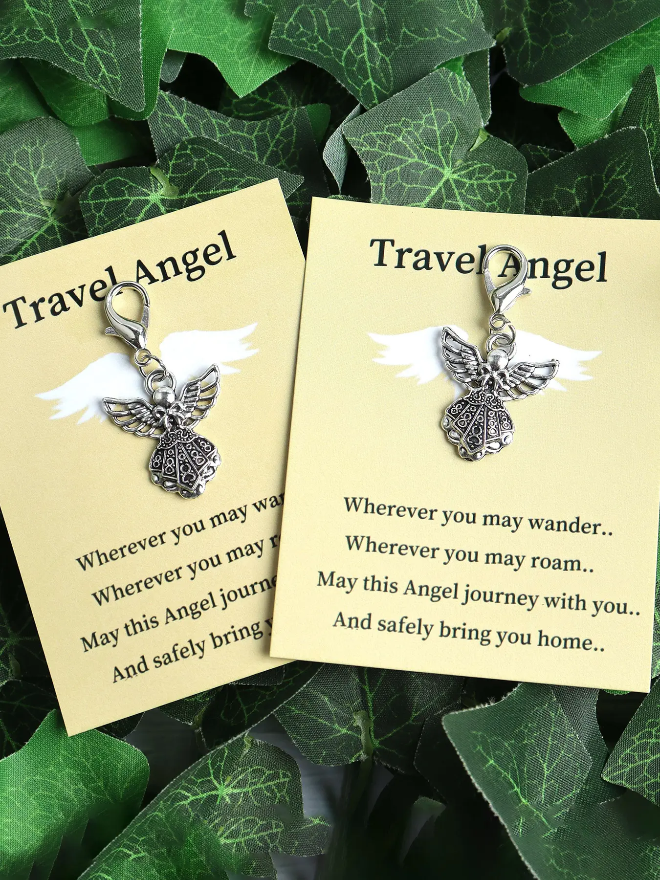 1pc/3pcs Mini Metal Travel Angel Keychain, Fashionable Durable Design, Perfect Gift for Graduation, Farewell, Holidays, Includes Inspirational Message Card