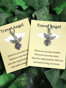 1pc/3pcs Mini Metal Travel Angel Keychain, Fashionable Durable Design, Perfect Gift for Graduation, Farewell, Holidays, Includes Inspirational Message Card