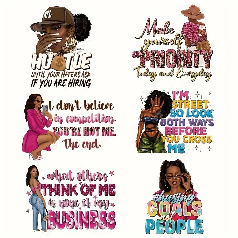 Fashion Women Inspirational Quote Iron-On Transfer, DIY Polyester Heat Transfer Stickers, Perfect for T-Shirts, Jackets, Jeans, Hoodies, Motivational Phrases, Craft Supplies, DIY Products