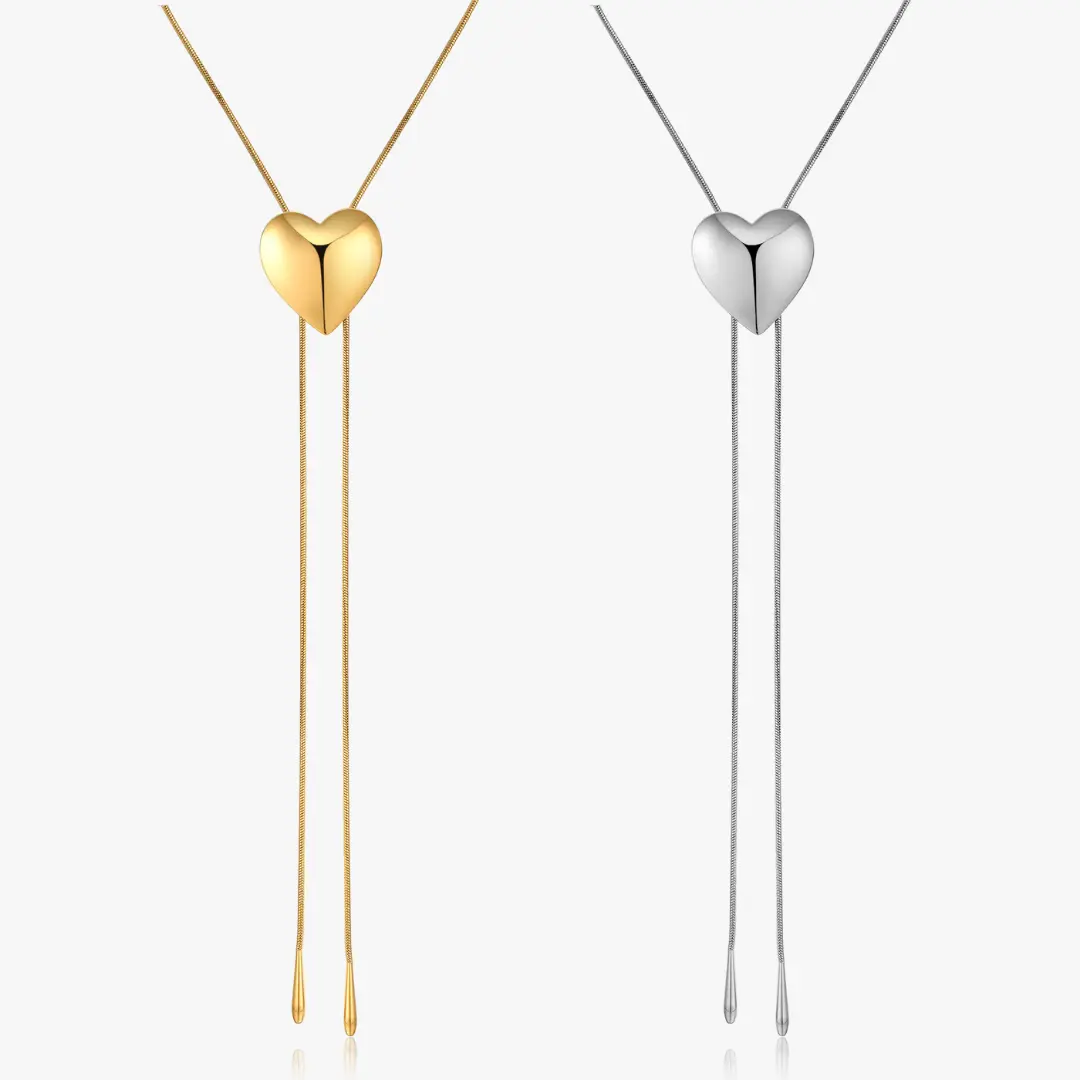 Adjustable Heart Bolo Necklace