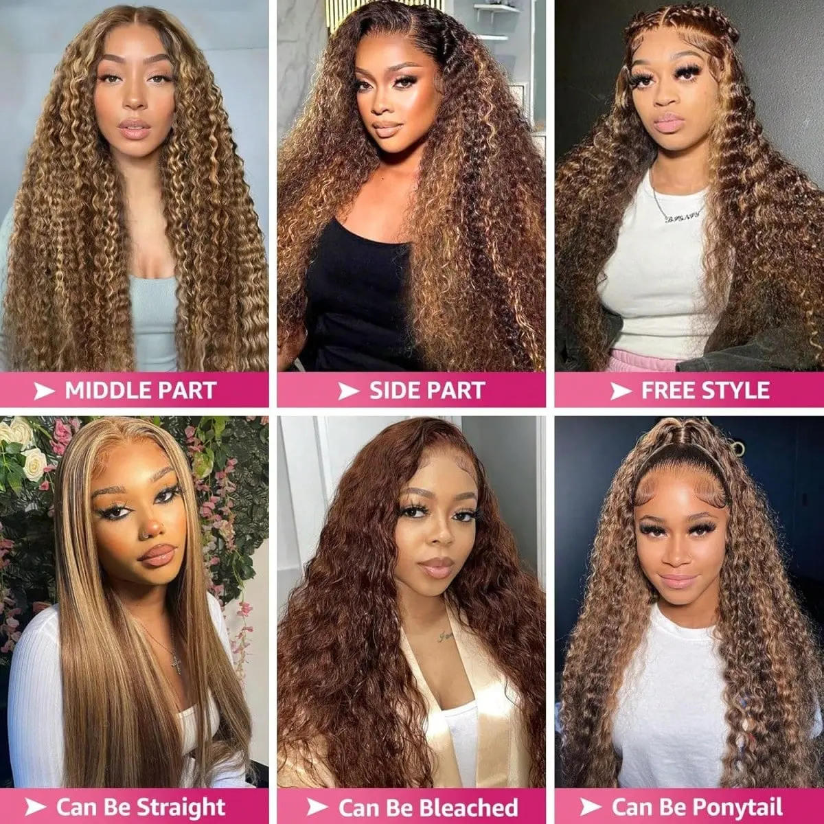 36 Inch 360 Full Lace Wig 180% Density Deep Wave Highlight  display picture 1