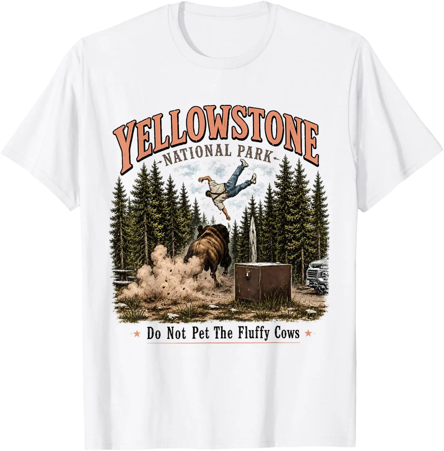 Yellowstone National Park Do Not Pet The Fluffy Cows Vintage T-Shirt unisex