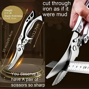 Upgrade Heavy Duty Stainless Steel Kitchen Scissors, Multipurpose Ultra Sharp Utility Scissors, Professional Poultry Shears For Bone, Chicken, Meat, Fish, Turkey, Vegetables, Barbecue Scissors