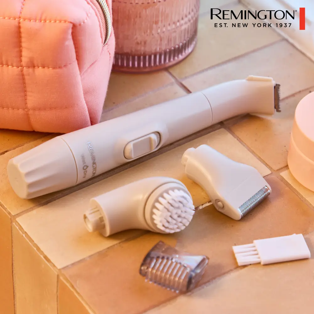 Remington Smooth and Silky Body & Bikini Kit, Cordless 3-in-1 Bikini Trimmer with Hypoallergenic Attachments, For Wet or Dry Use, Exfoliator Attachment Included,