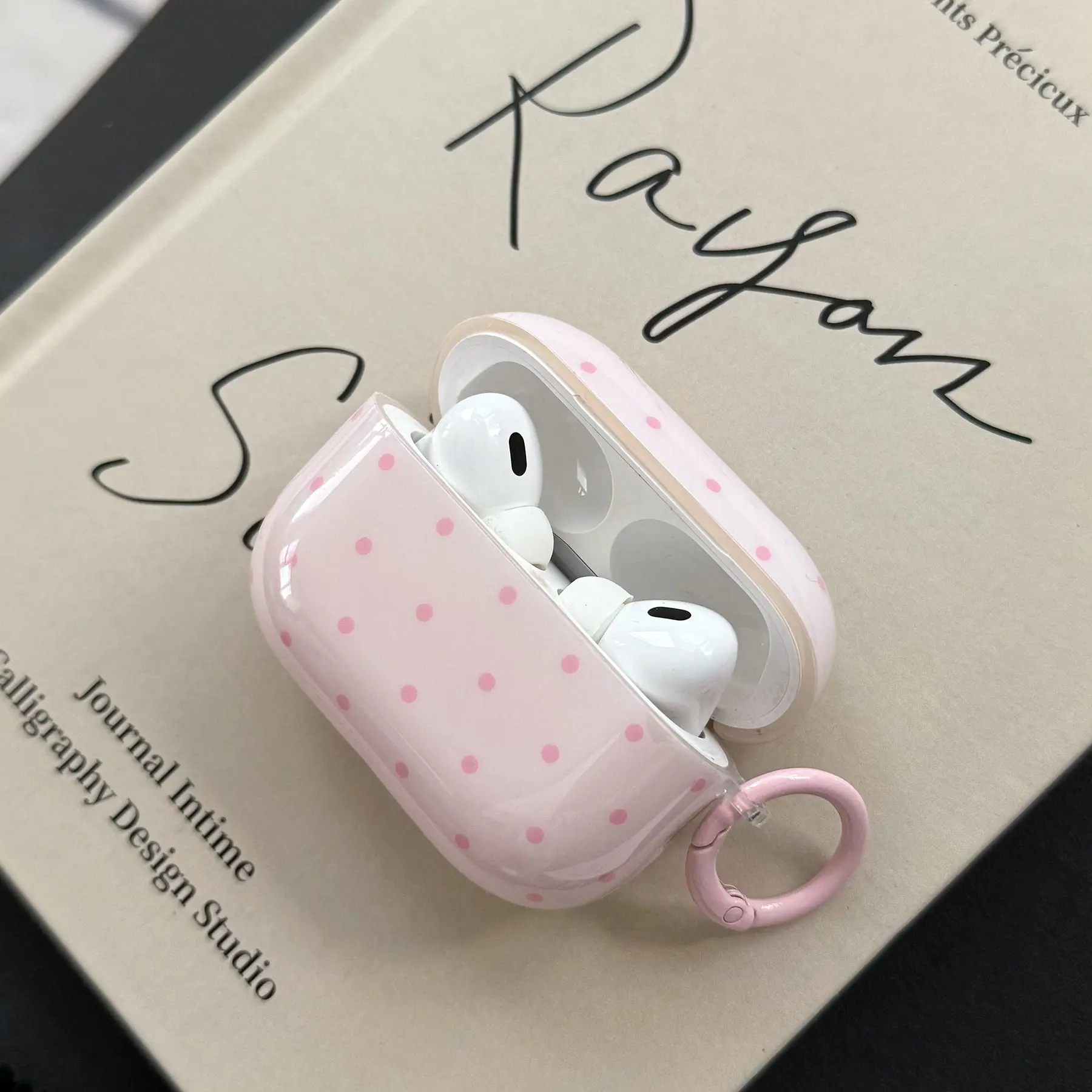 New Polka Dot Ring Earphone Case for Apple AirPods Pro 2/pro/4/3/2, Fashionable Women's Simple Earphone Case, Stylish Flip Design, Earphone Protective Cover