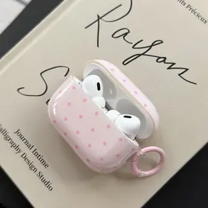 New Polka Dot Ring Earphone Case for Apple AirPods Pro 2/pro/4/3/2, Fashionable Women's Simple Earphone Case, Stylish Flip Design