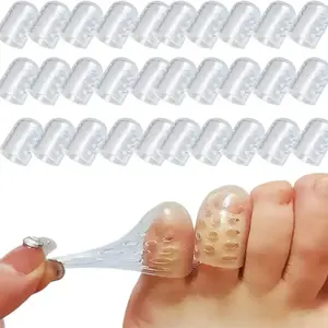 Silicone Toe Protectors 30Pcs, Gel Anti-Friction Toe Protector Breathable Toe Caps Guards for Men Women, Soft Clear Little Toe Covers Silicone Toe Sleeves for Corns, Blisters and Pain Relief