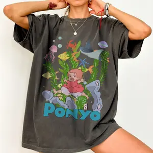 Ponyo Ghibli Sea World T-Shirt, Studio Ghibli Anime Tee, Howls Moving Castle Shirt, Unisex A Heart's A Heavy Burden Shirt, Unisex