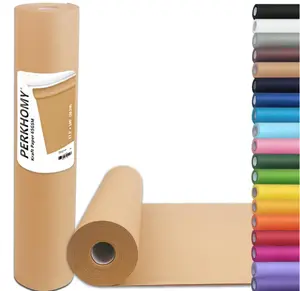 PerkHomy Brown Kraft Paper Roll 17.5" x 1,200" (100') for Gift Wrapping Bulletin Board Craft Art Bouquet Flower Packing Valentines Easel Moving Shipping Floor Poster Covering Table 70GSM 50LB