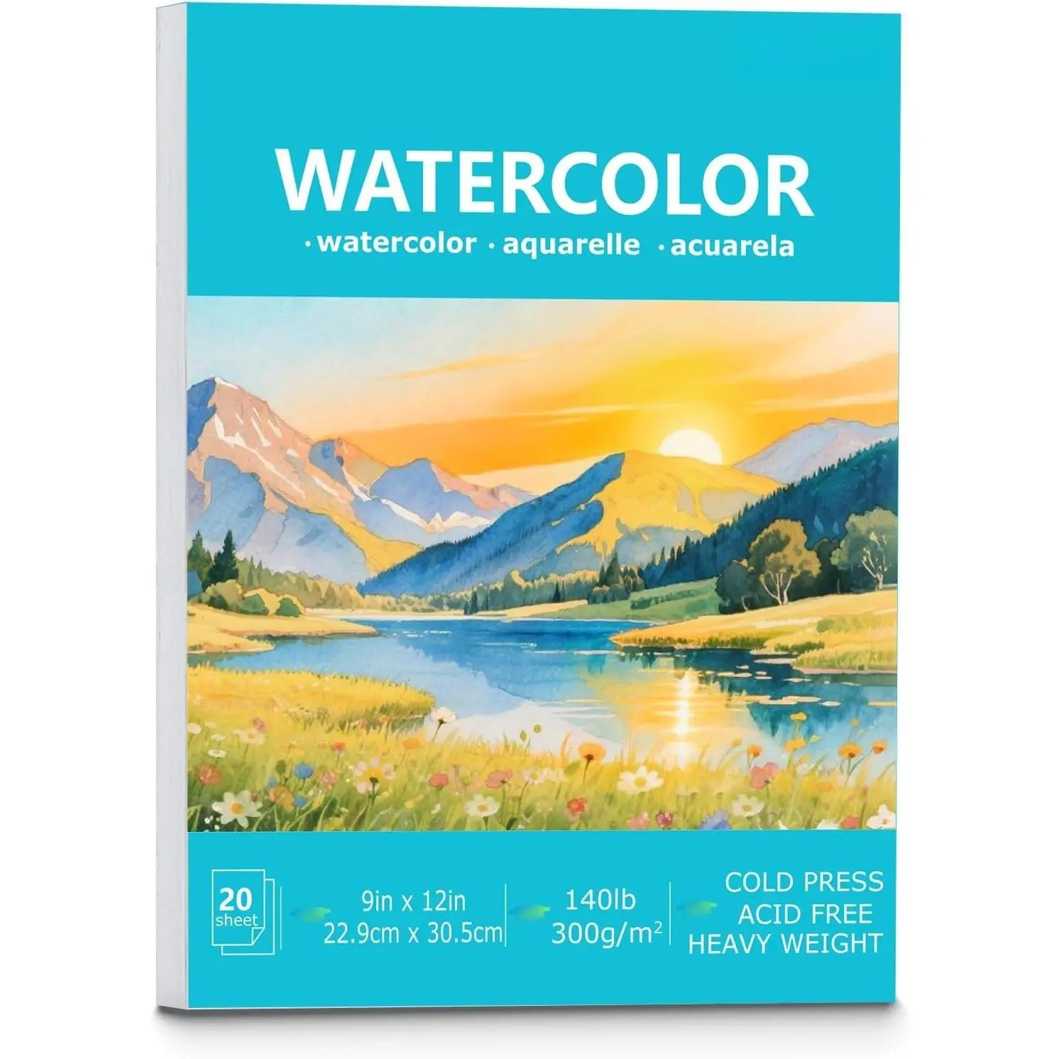 Watercolor Paper, 9"X12" Cold Press Artist Sketchbook, (300gsm/140lb) Water Color Pads for , Gouache & Pencil. Painting Drawing Paper Book, Art Supplies for Adults & , Teal