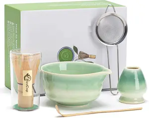Matcha Tea Set Gift Box – Gradient Green Matcha Bowl with Spout, Bamboo Whisk & Holder, Scoop & Stainless Steel Sifter – Complete 5-Piece Japanese Matcha Kit for Matcha Lovers, Christmas Gifts & Holiday Tea Rituals, Perfect Gift for Mom, Girlfriend, Wife