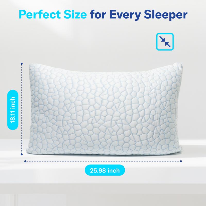 Alcedo Cooling Pillow – Adjustable Shredded Memory Foam Pillow with Cooling-to-the-Touch Fabric, Dual-Sided Comfort & Breathable Support Alcedo Cooling Pillow – Adjustable Shredded Memory Foam Pillow with Cooling-to-the-Touch Fabric, Dual-Sided Comfort & Breathable Support