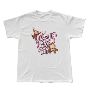 Curious George Jesus Love You T-Shirt, Cute Christian Monkey Graphic Tee, Faith Based Inspirational Shirt, Funny Cartoon Gift for Men Women Kids