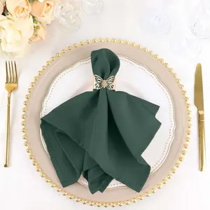 5 Pack Polyester Napkins 17"x17" Hunter Emerald Green - Wrinkle Resistant & Easy Care Cloth Napkins