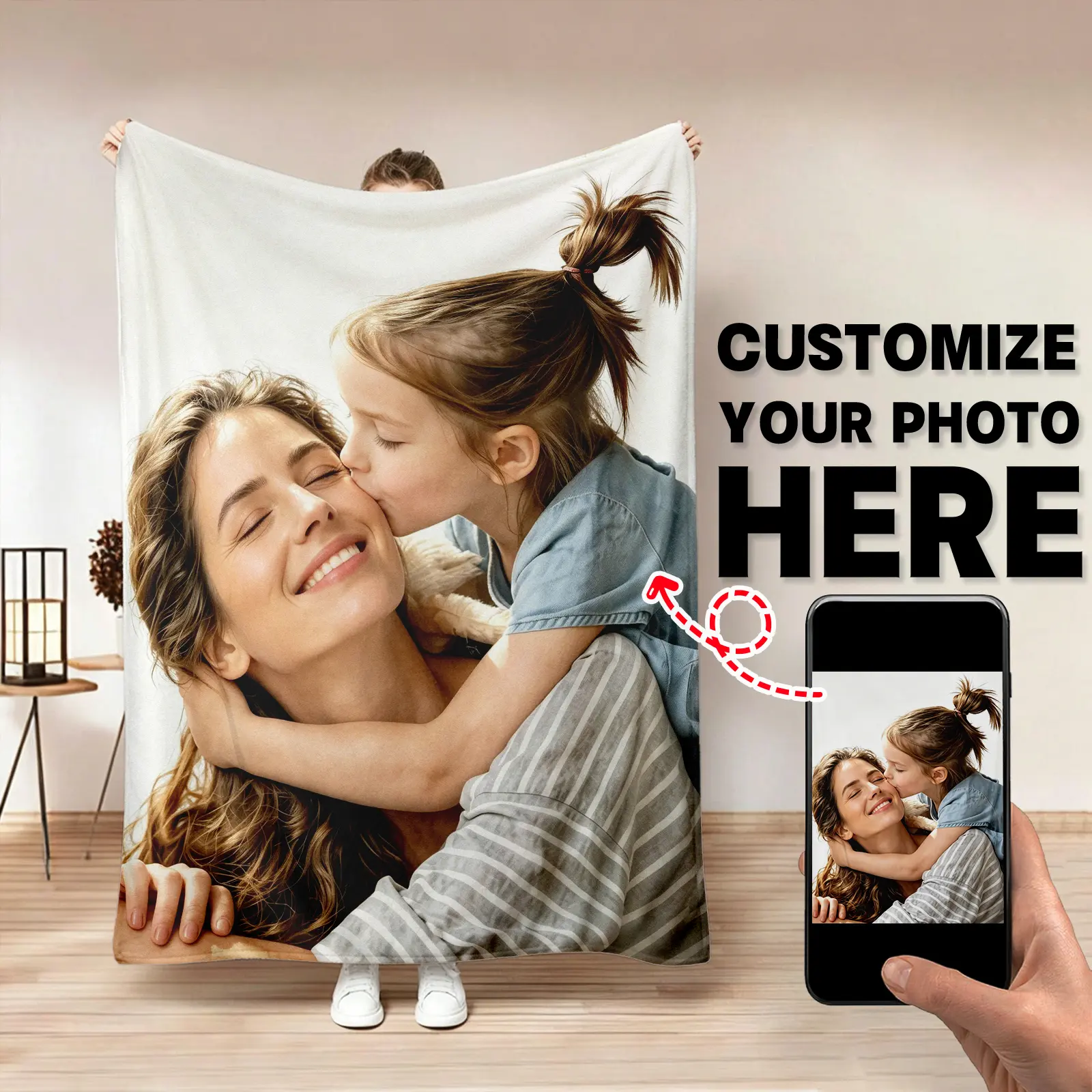 1 Piece Custom Photo Print Personalized Flannel Blanket Throw - Soft, Lightweight, Warm - Multi-Size All-Year Use - Ideal Unique anniversary wedding Gift for Holidays - Suitable for Office/Home, Home/Travel Use
