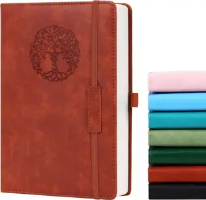 Lined Journaling Notebook Thick A5 Hardcover Leather Journals College Ruled Notebooks 300 Pages for Women Men 5.7 x 8.3 Inches Brown