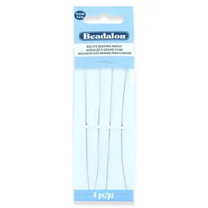 JNEEDF4.5: Beadalon Fine Big Eye Needle 0.41mm (0.16inch) Diameter 4.5 Inches - 4 Piece Pack