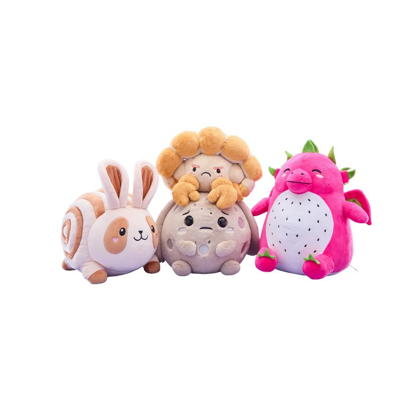 Core Four Plush Bundle - Luna, Peeko, Dulce, and Claude - Quirky Friends Set - Handcrafted Premium Soft Plush - 16 x 12 x 10 inches - CPC Certified - Perfect for Home Decor