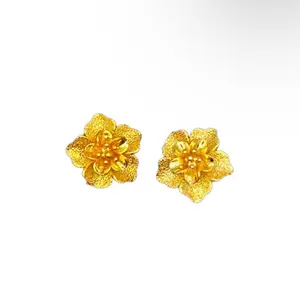 24K Flower Earrings Female Male Daily Birthday