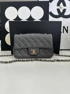 Pre-owned CHANEL Grey Classic Flap Mini Square – Date Code 29 Series – Year 2020