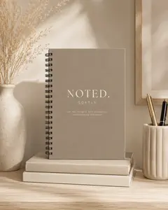 Soft Neutral Minimalist Notebook, Spiral Ruled Journal | Calm Thoughtful Writing