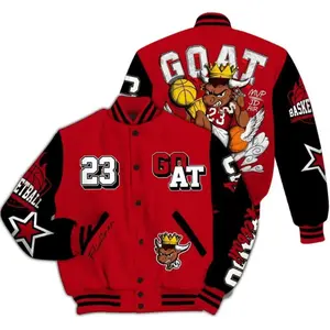 Varsity Jacket To Match Bred Velvet 11s - FlightMan G.O.A.T Number 23 All Over Streetwear, Hip Hop Baseball Jacket, Men Women Sports Lightweight Jacket