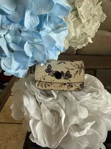 Pre-owned GUCCI Coated Canvas Bag Accessories Floral Multipurpose Pouch/Charm with Bag Clip Gorgeous Condition