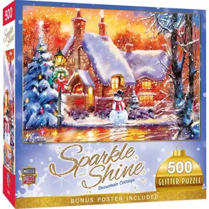 Sparkle & Shine - Snowman Cottage 500 Piece Glitter Puzzle