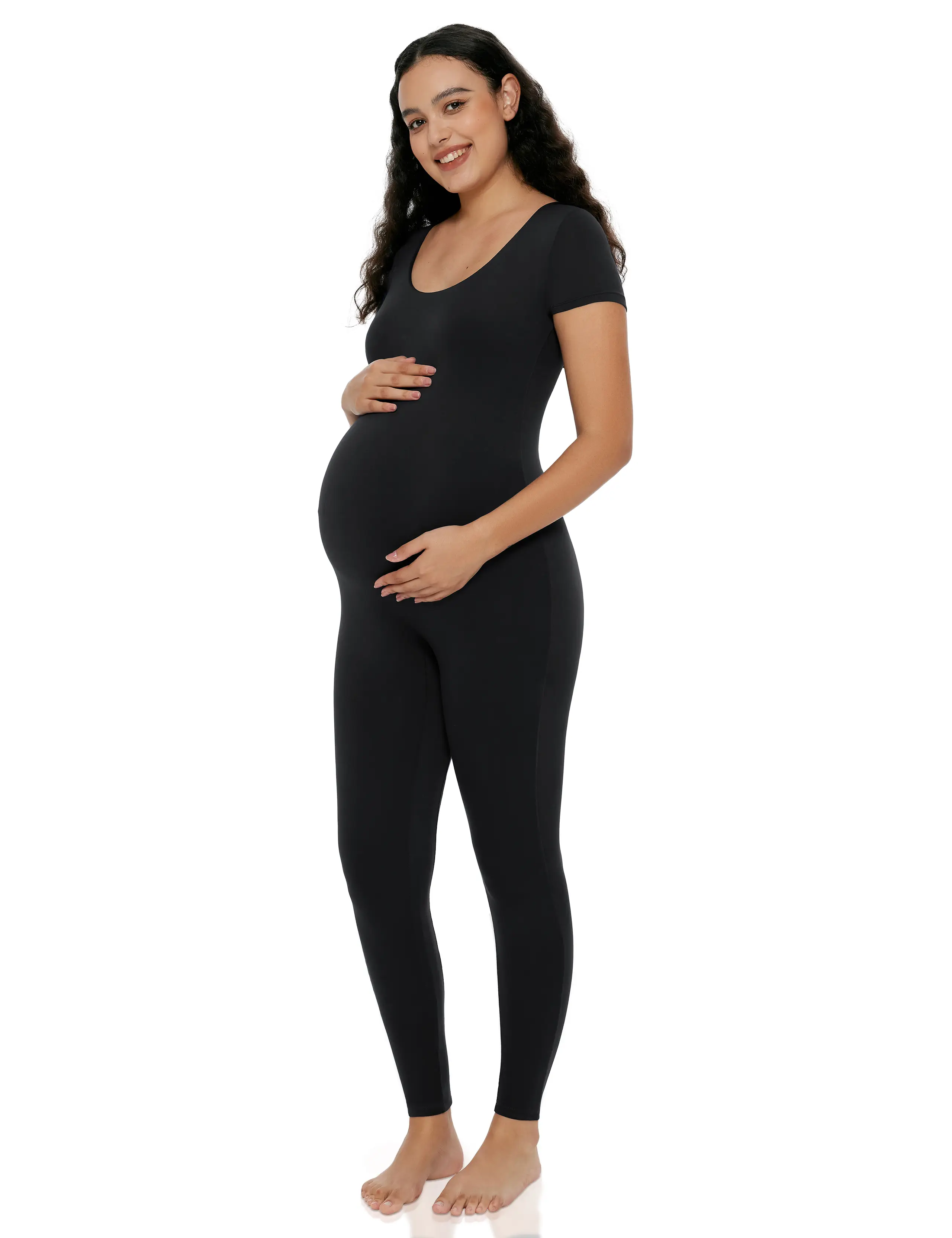 POSHDIVAH Women's Maternity Jumpsuit Romper Pregnancy Short Sleeve T Shirts Bodycon Bodysuit Shapewear pregnancy supply