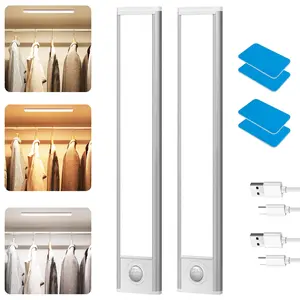 Aiwellkay Under Cabinet Lighting Wireless, Rechargeable 1500mah Battery Motion Sensor Light Indoor, LED Closet Lights USB Charging, 3 Color Dimmable Under Cabinet Lights for Kitchen, Cabinet, Wardrobe, Pantry, Closet,Bathroom, Stairs, Valentine's Day gift