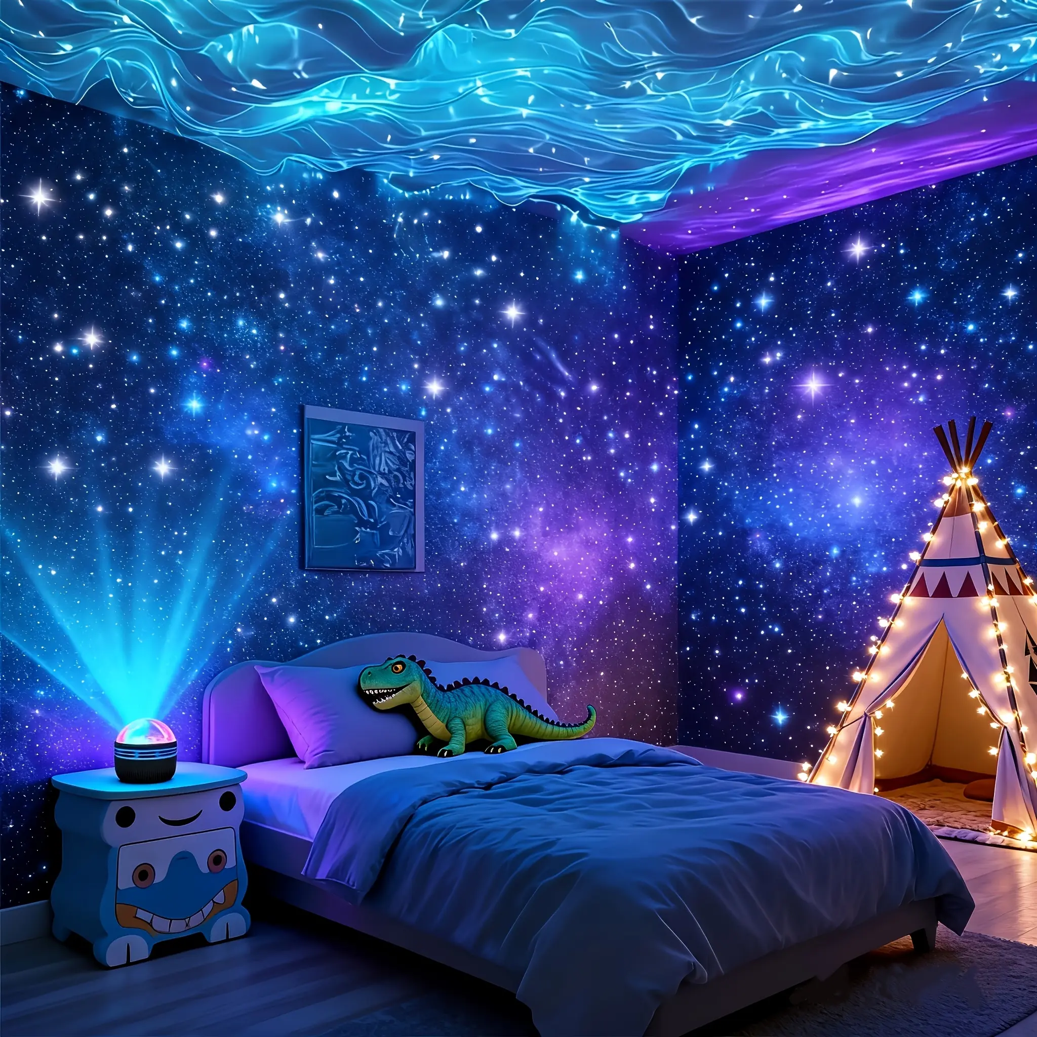 Galaxy Projector, Water Ripple Starry Sky Projector Light, USB Powered, Remote Control, 7 Lighting Effects, Mood Light, Suitable for Bedroom Night Light, Holiday Gift, Super Atmospheric, Party Decoration, Easter Gift