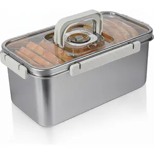 Airtight 304 Stainless Steel Bread Box, Dishwasher Safe Time Recording Bread Storage Container with Lid and Handle, Ideal for Storing Homemade Bread