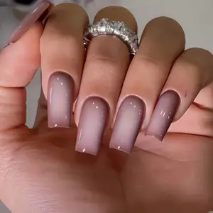 Medium Square Mocha Mist Ombre Press on Nails