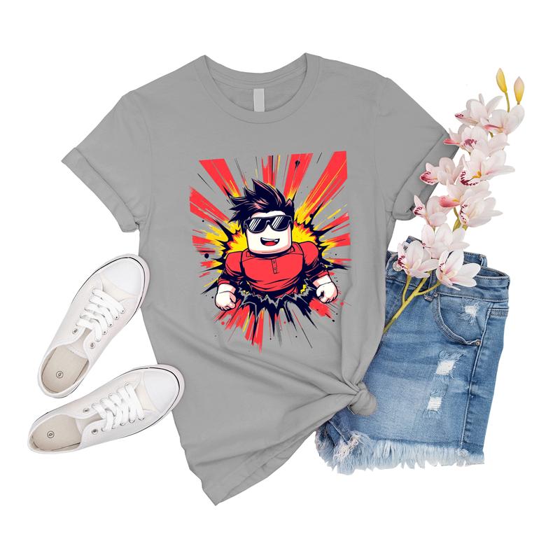 T-Shirt Unisex Roblox Avatar Boys Action Burst Roblox Avatar Gift For Men Tee Novelty Sleeve Women Boy Short Family Girl