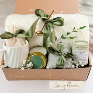 Spring Blossom Care Package with Tea, Scented Candles, and Cozy Mugs - Self-Care Gift for Mom - Ideal for Birthdays and Any Occasion