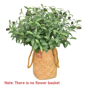 6-piece set of artificial olive branches with berries - Large fruit-bearing olive branches, plastic olive leaves, Lifelike Fake Plant suitable for decoration, home flower arrangement, wedding bouquets - Lifelike artificial plant branches (no vase)