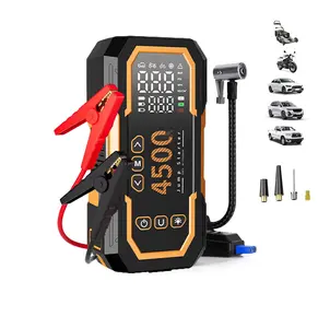 Portable 4500A Car Jump Starter with Air Compressor, Supports Gas & Diesel Engines, 150PSI Digital Tire Inflator & Emergency Repair Tool Kit