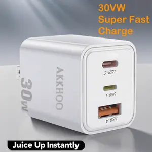 Telephone charger with car charger function: supporting PD30W smart fast charging, works for Apple, Huawei and all Android devices (white model)