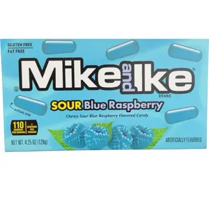 Mike and Ike Sour Blue Raspberry Chewy Candy - 4.25 oz Gluten Free, Fat Free, 110 Calories per Serving, Artificially Flavored