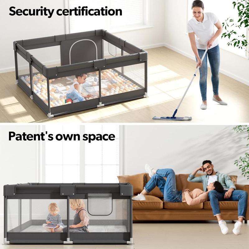Fodoss Baby Playpen with Mat, Small Play Pen(47x47inch), for Babies and Toddlers, Pen Apartment, Yard Baby, Fence Area Playyard Activity Center (Dark Gray)