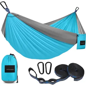 Camping Hammock - Lightweight Portable Single/Double with Tree Straps - Essentials for Hiking, Beach, Backpack Travel, Outdoor Camping
