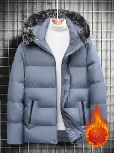 Men's Fleece Lined Jacket, Casual Winter Hooded Coat, Warm Fashion Design, Perfect for Cold Weather, Daily Wear Essential