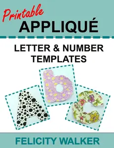 Printable Applique Letter & Number Templates: Alphabet patterns with uppercase and lowercase letters, numbers 0-9, and symbols, for sewing