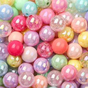 16mm Color  Beads 100 count Cute Candy Colors Spacer Beads Loose Beads for DIY Crafting Necklace Bracelet  Making  (Mix-Color)