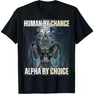 Alpha Wolf Meme T-Shirt - Cool Funny Casual Crew Neck Cotton Tee for Menswear