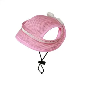 1 pet sun hat spring and summer UV protection dog cat hat cute candy color bow pet outdoor breathable mesh outdoor protective hat