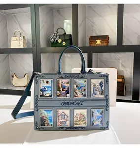 New style genuine leather original design large-capacity embroidered studs handbag high-end tote women's bag diagonal shoulder bag  work  te