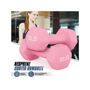 Neoprene Dumbbells - Pair for Weight Training & Aerobic Workouts, Pink & Blue Weights, Durable Neoprene Coating, 8 lb